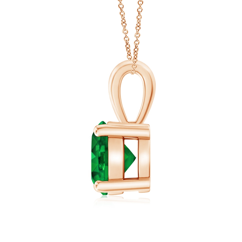 7mm AAAA Classic Prong-Set Round Emerald Solitaire Pendant in Rose Gold side 199