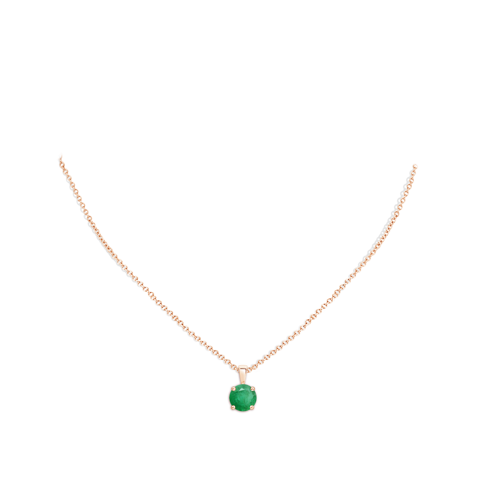 8mm A Classic Prong-Set Round Emerald Solitaire Pendant in 18K Rose Gold pen