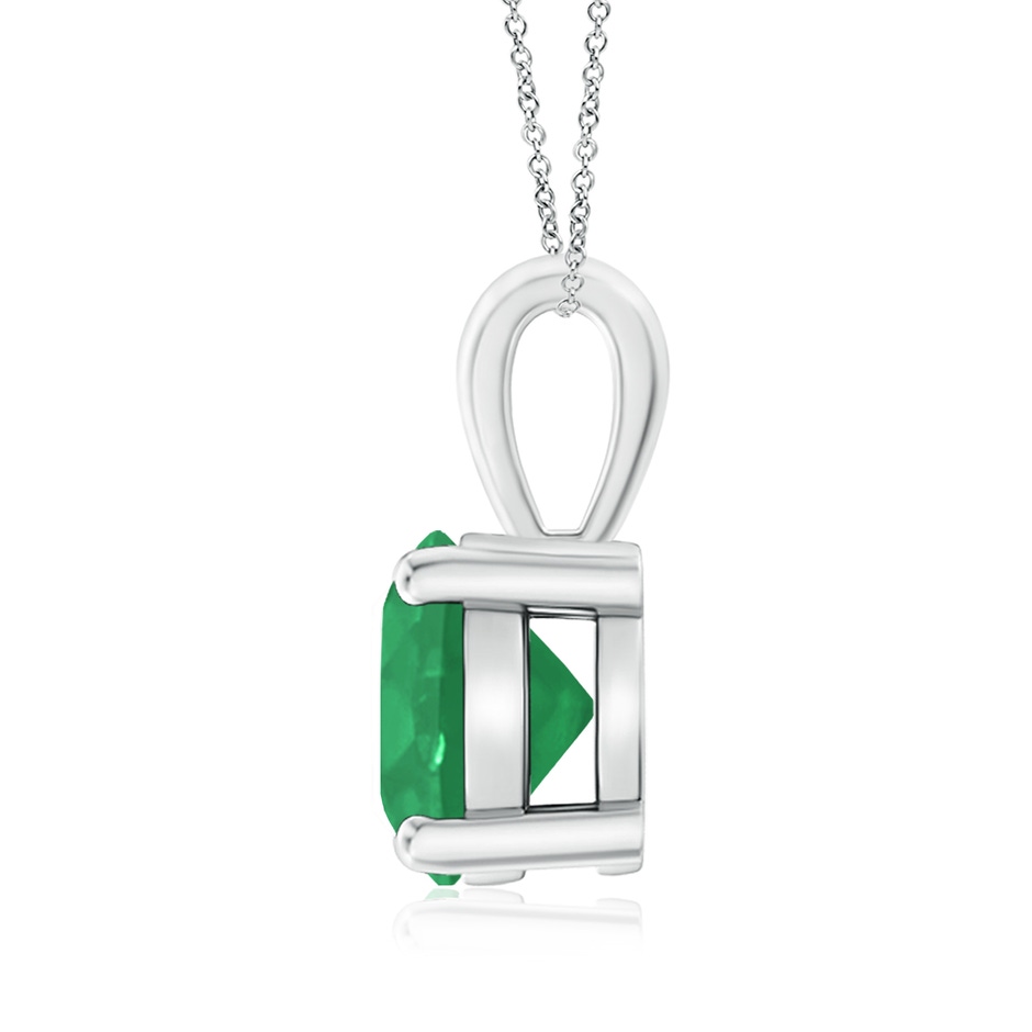 8mm A Classic Prong-Set Round Emerald Solitaire Pendant in 18K White Gold side 199