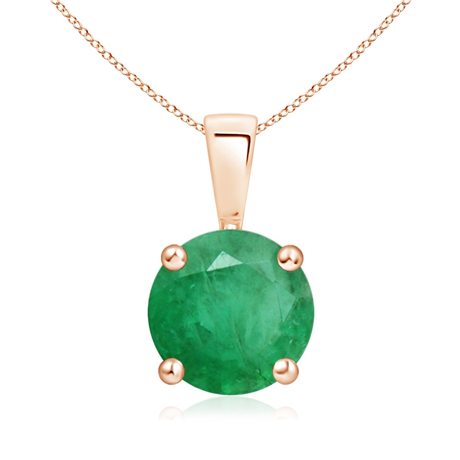 8mm A Classic Prong-Set Round Emerald Solitaire Pendant in Rose Gold 