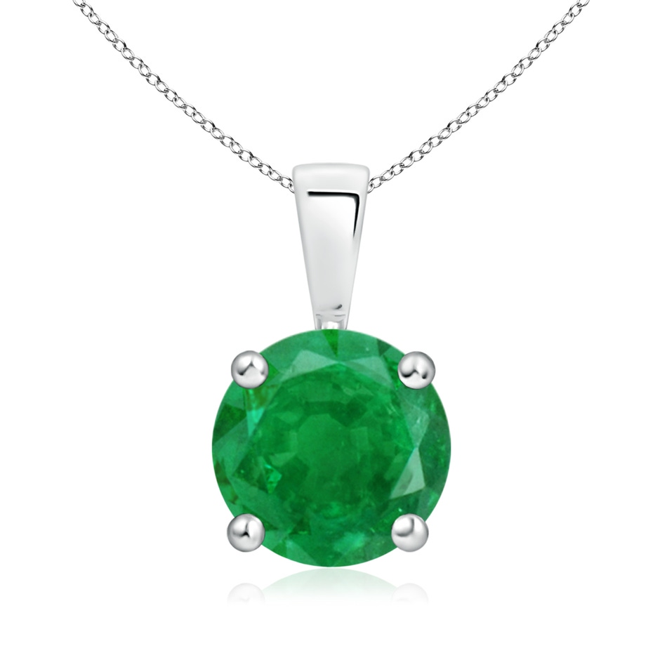8mm AA Classic Prong-Set Round Emerald Solitaire Pendant in P950 Platinum 