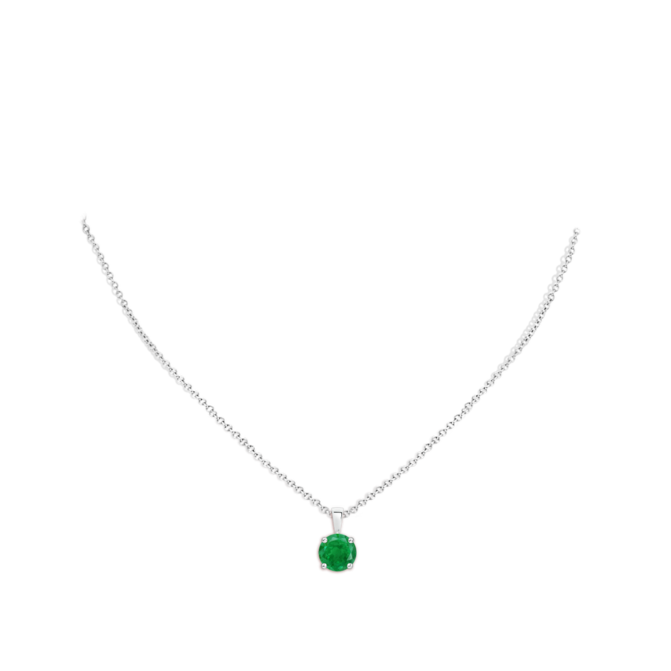 8mm AA Classic Prong-Set Round Emerald Solitaire Pendant in P950 Platinum pen