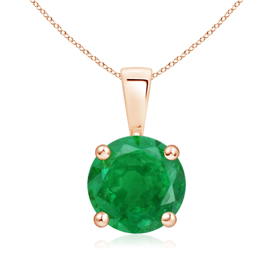 8mm AA Classic Prong-Set Round Emerald Solitaire Pendant in Rose Gold 