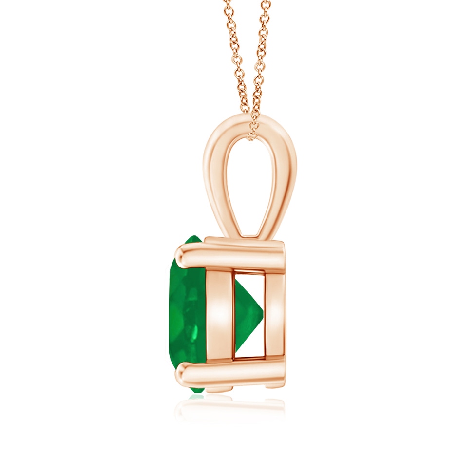 8mm AA Classic Prong-Set Round Emerald Solitaire Pendant in Rose Gold side 199