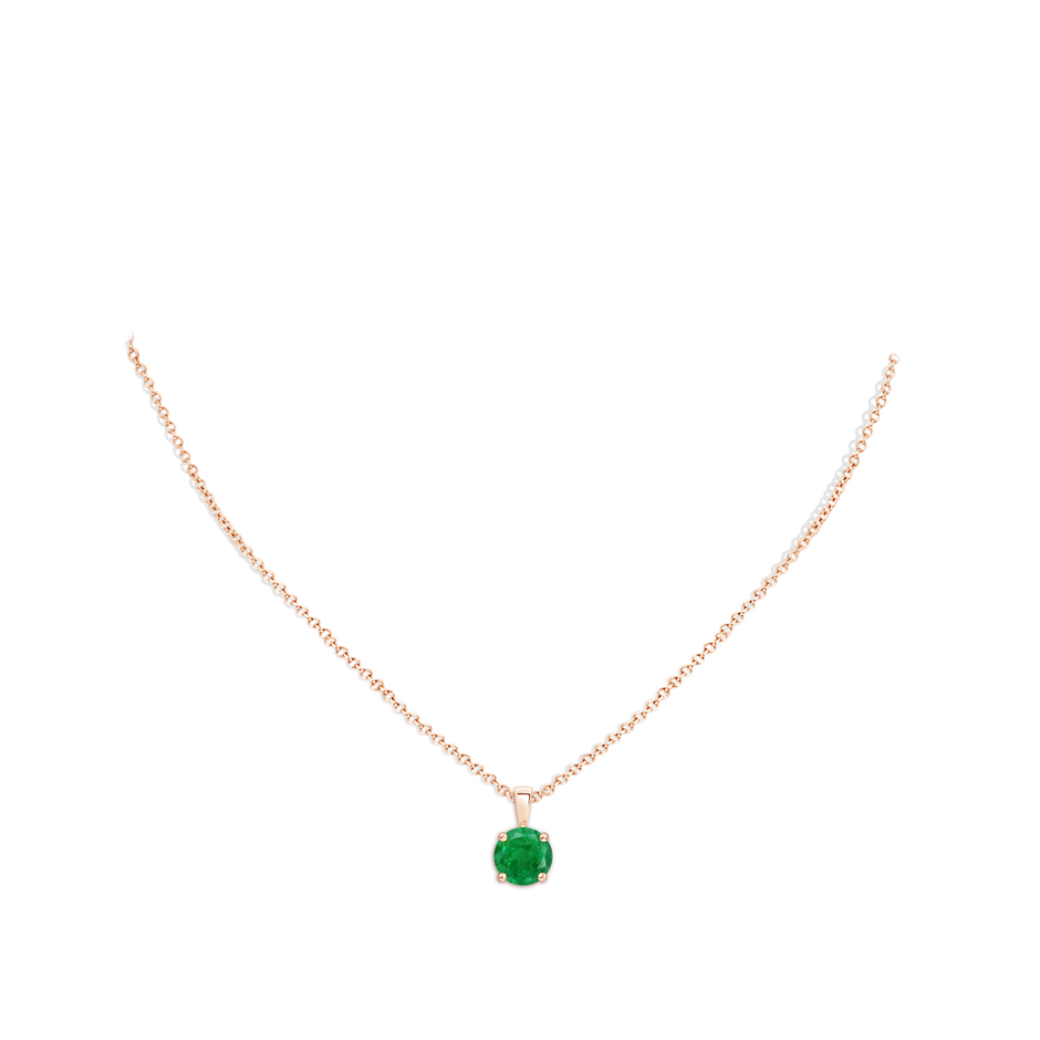 8mm AA Classic Prong-Set Round Emerald Solitaire Pendant in Rose Gold pen