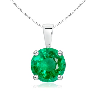 8mm AAA Classic Round Emerald Solitaire Pendant in P950 Platinum