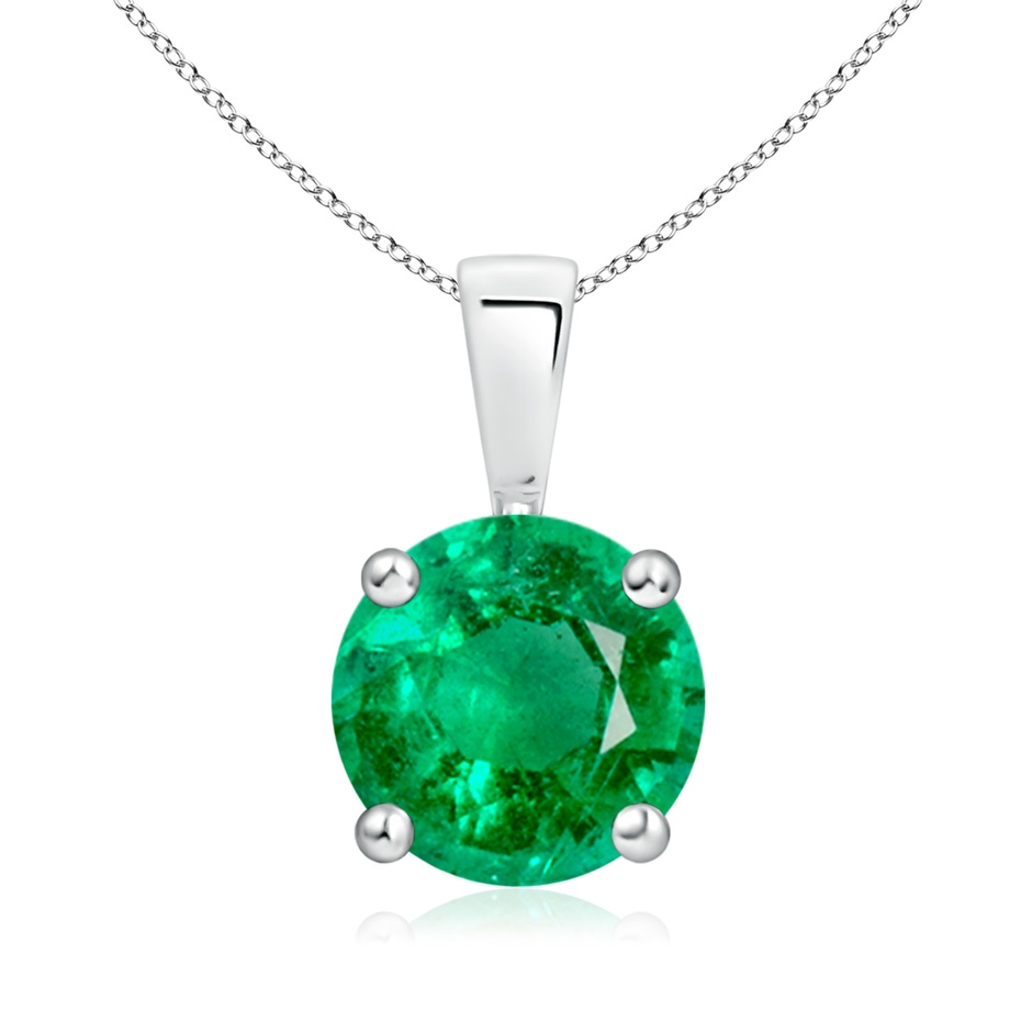 8mm AAA Classic Prong-Set Round Emerald Solitaire Pendant in P950 Platinum 