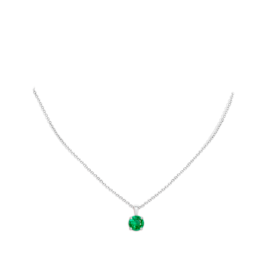 8mm AAA Classic Prong-Set Round Emerald Solitaire Pendant in P950 Platinum pen