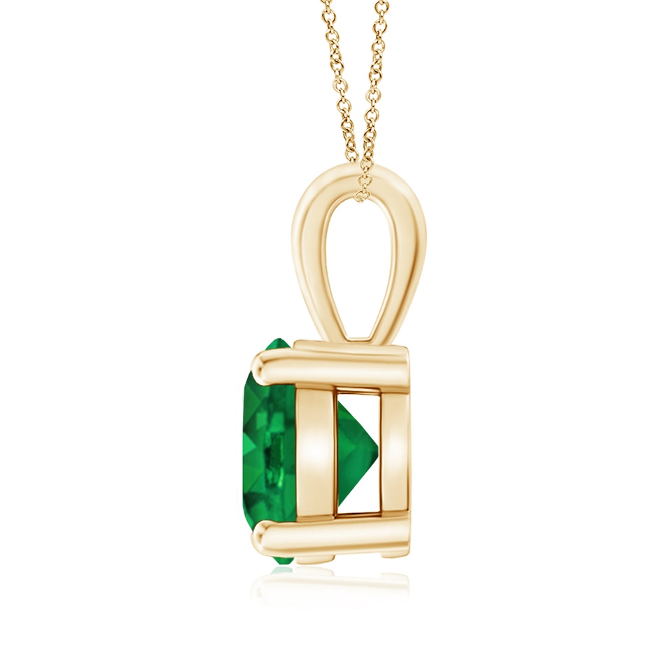 8mm AAA Classic Prong-Set Round Emerald Solitaire Pendant in Yellow Gold side 199