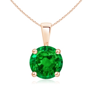 8mm AAAA Classic Round Emerald Solitaire Pendant in 9K Rose Gold