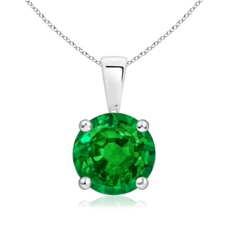 8mm AAAA Classic Round Emerald Solitaire Pendant in P950 Platinum