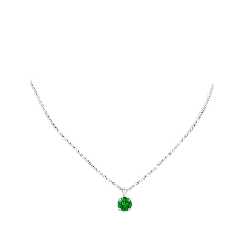 8mm AAAA Classic Prong-Set Round Emerald Solitaire Pendant in S999 Silver pen