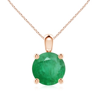 9mm A Classic Round Emerald Solitaire Pendant in 10K Rose Gold