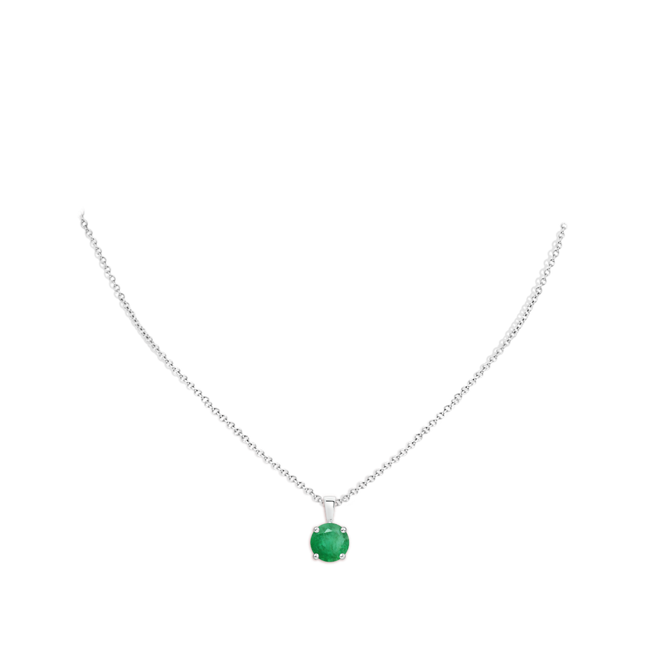 9mm A Classic Prong-Set Round Emerald Solitaire Pendant in P950 Platinum pen