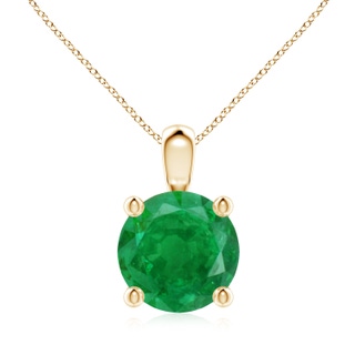 9mm AA Classic Round Emerald Solitaire Pendant in 9K Yellow Gold