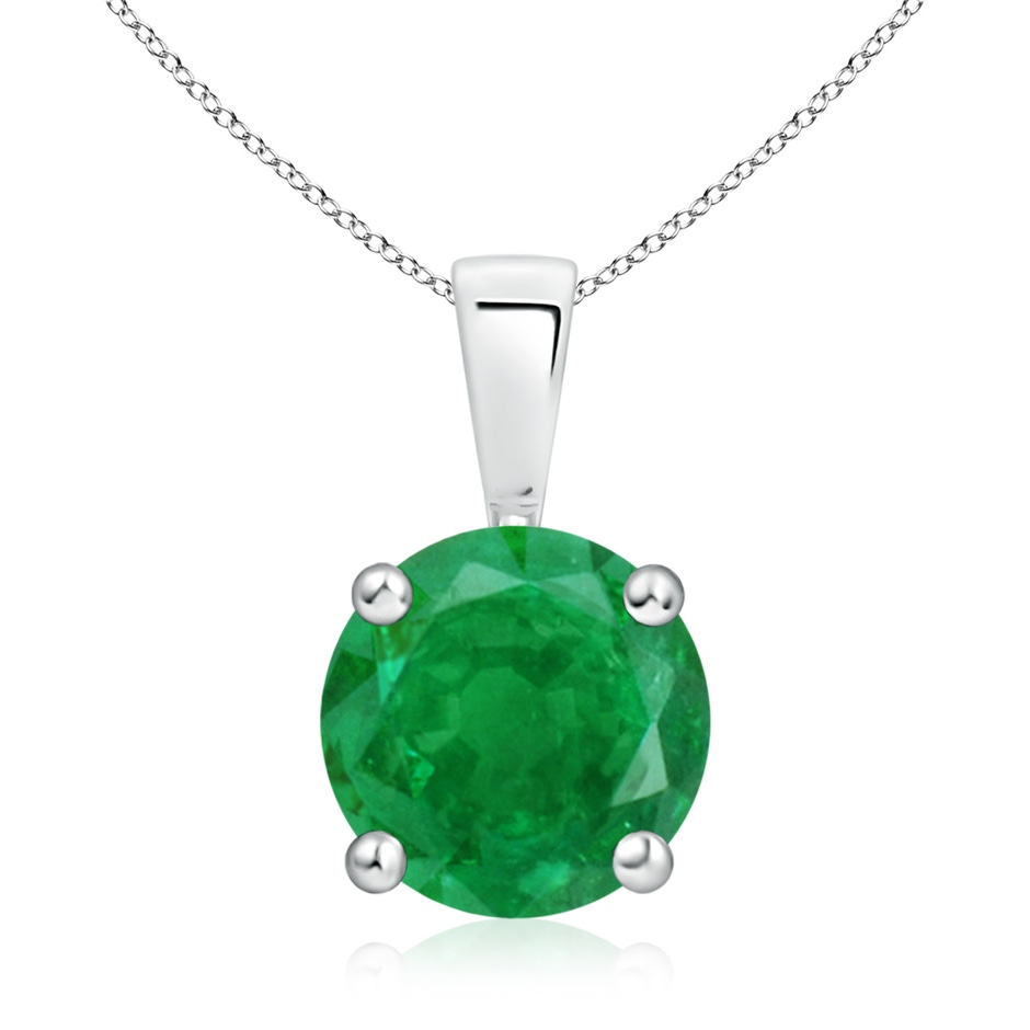 9mm AA Classic Prong-Set Round Emerald Solitaire Pendant in P950 Platinum 