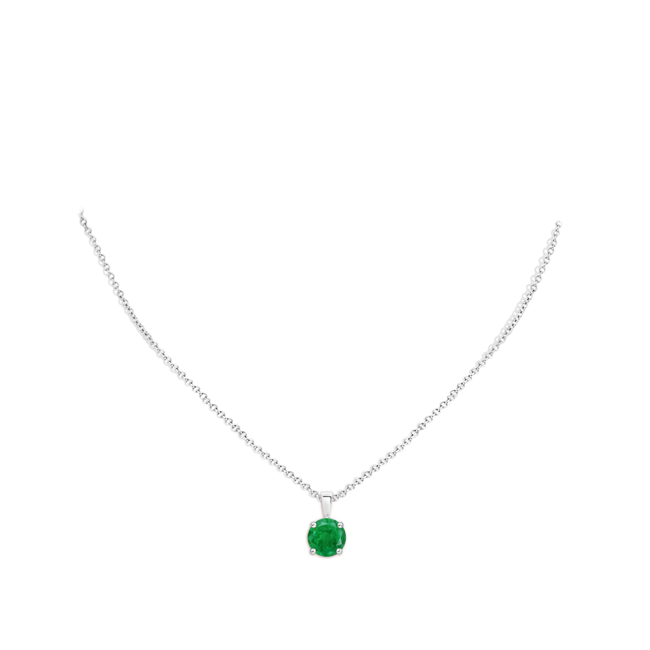 9mm AA Classic Prong-Set Round Emerald Solitaire Pendant in P950 Platinum pen