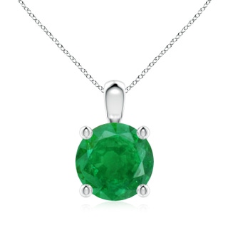 9mm AA Classic Round Emerald Solitaire Pendant in S999 Silver