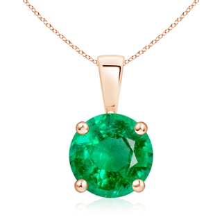9mm AAA Classic Prong-Set Round Emerald Solitaire Pendant in 9K Rose Gold