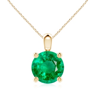 9mm AAA Classic Round Emerald Solitaire Pendant in 9K Yellow Gold