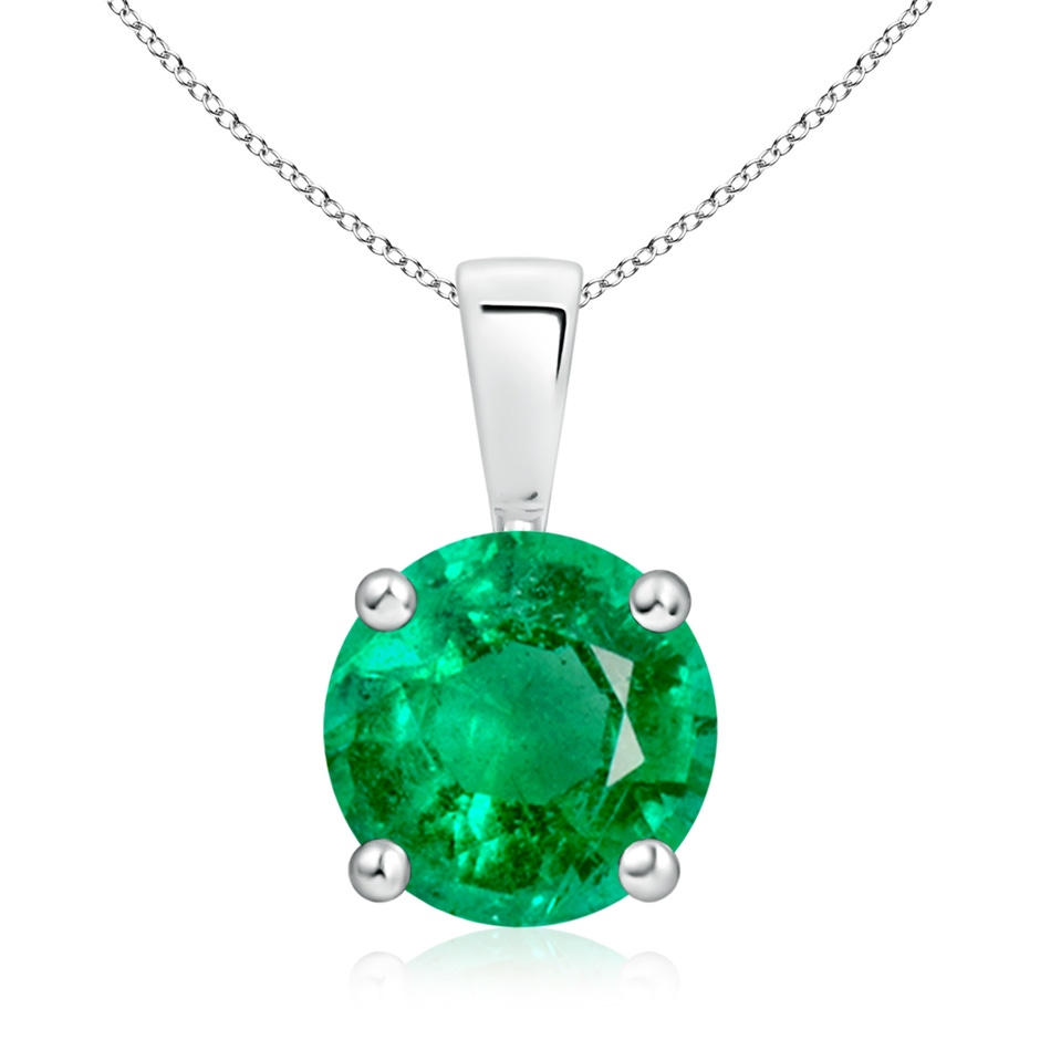 9mm AAA Classic Prong-Set Round Emerald Solitaire Pendant in P950 Platinum 