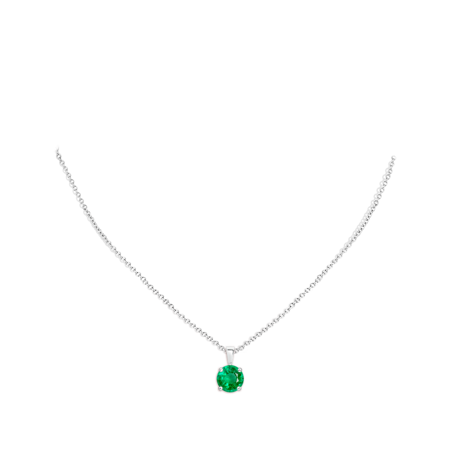 9mm AAA Classic Prong-Set Round Emerald Solitaire Pendant in P950 Platinum pen
