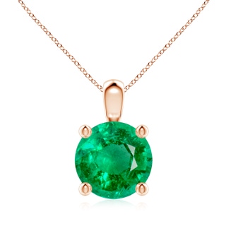 9mm AAA Classic Round Emerald Solitaire Pendant in Rose Gold