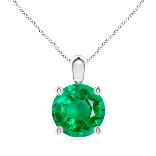 9mm AAA Classic Round Emerald Solitaire Pendant in S999 Silver