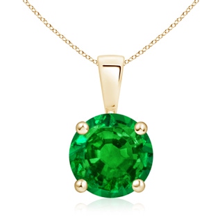 9mm AAAA Classic Round Emerald Solitaire Pendant in 9K Yellow Gold