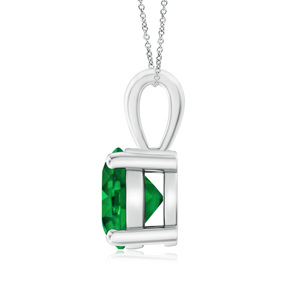 9mm AAAA Classic Prong-Set Round Emerald Solitaire Pendant in S999 Silver side 199