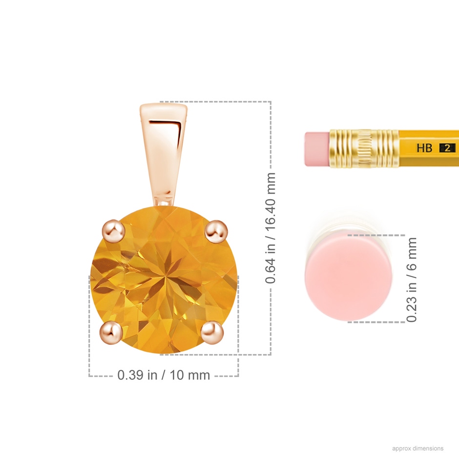 10mm A Classic Prong-Set Round Fire Opal Solitaire Pendant in Rose Gold ruler