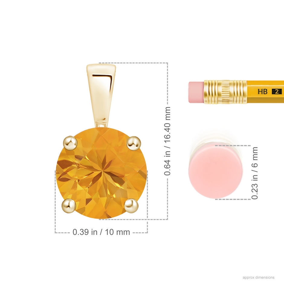 10mm A Classic Prong-Set Round Fire Opal Solitaire Pendant in Yellow Gold ruler