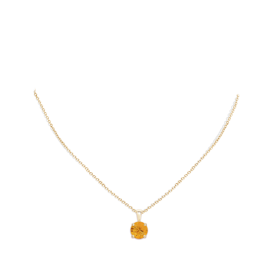 10mm A Classic Prong-Set Round Fire Opal Solitaire Pendant in Yellow Gold pen