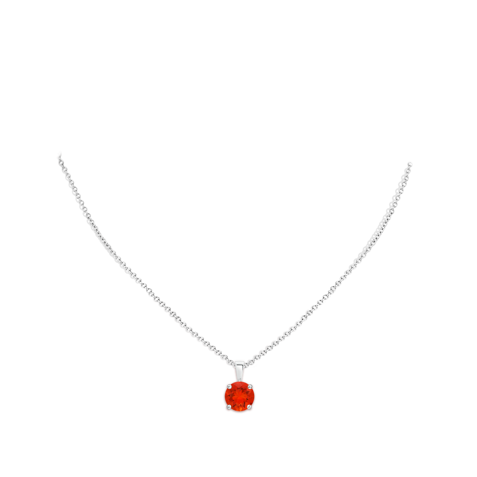 10mm AAAA Classic Prong-Set Round Fire Opal Solitaire Pendant in P950 Platinum pen