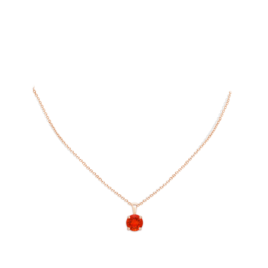10mm AAAA Classic Prong-Set Round Fire Opal Solitaire Pendant in Rose Gold pen
