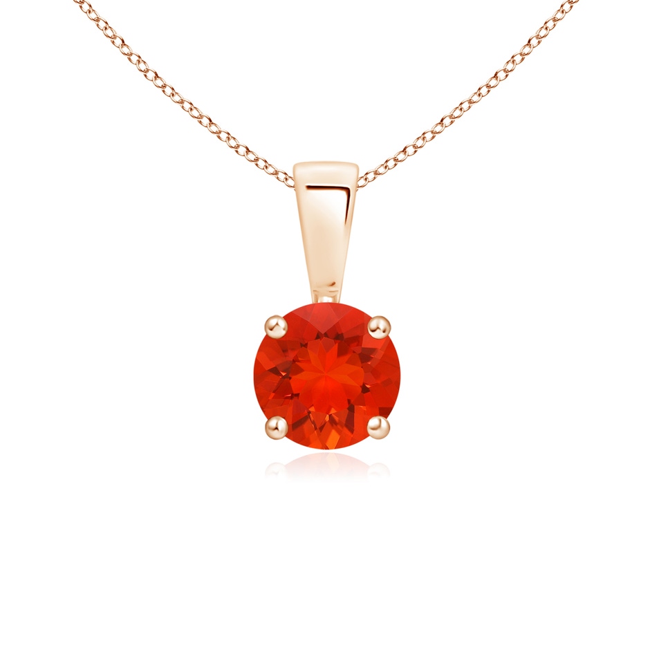 5mm AAAA Classic Prong-Set Round Fire Opal Solitaire Pendant in 9K Rose Gold 