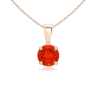 5mm AAAA Classic Round Fire Opal Solitaire Pendant in Rose Gold