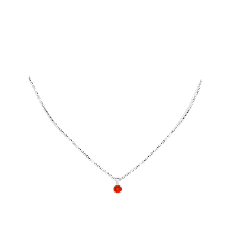 5mm AAAA Classic Prong-Set Round Fire Opal Solitaire Pendant in S999 Silver pen