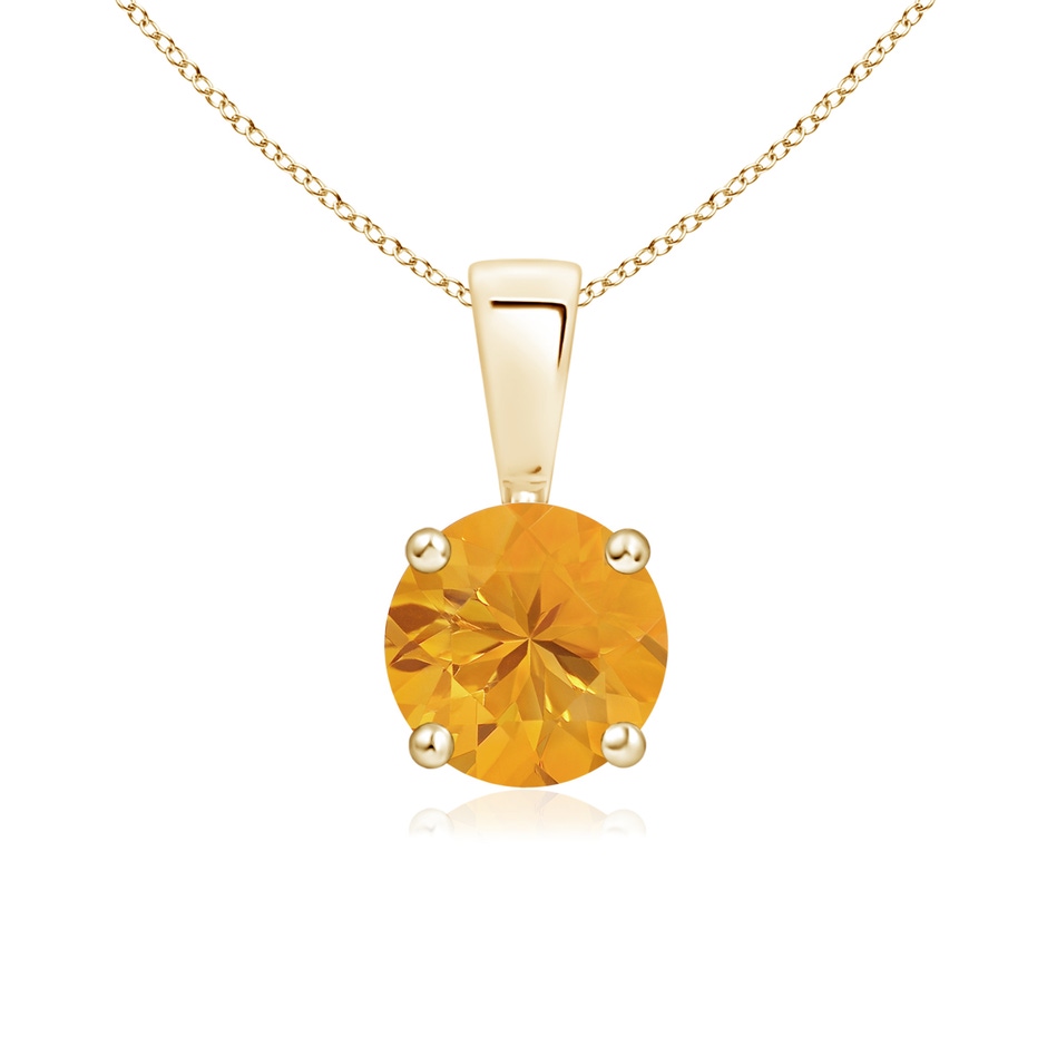 6mm A Classic Prong-Set Round Fire Opal Solitaire Pendant in Yellow Gold 