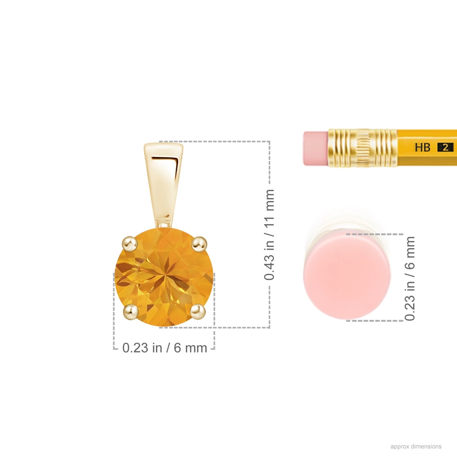6mm A Classic Prong-Set Round Fire Opal Solitaire Pendant in Yellow Gold ruler