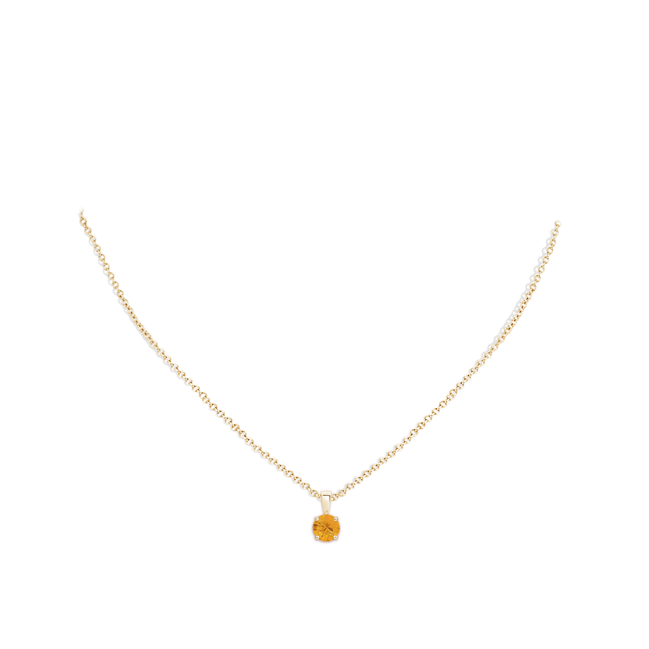 6mm A Classic Prong-Set Round Fire Opal Solitaire Pendant in Yellow Gold pen