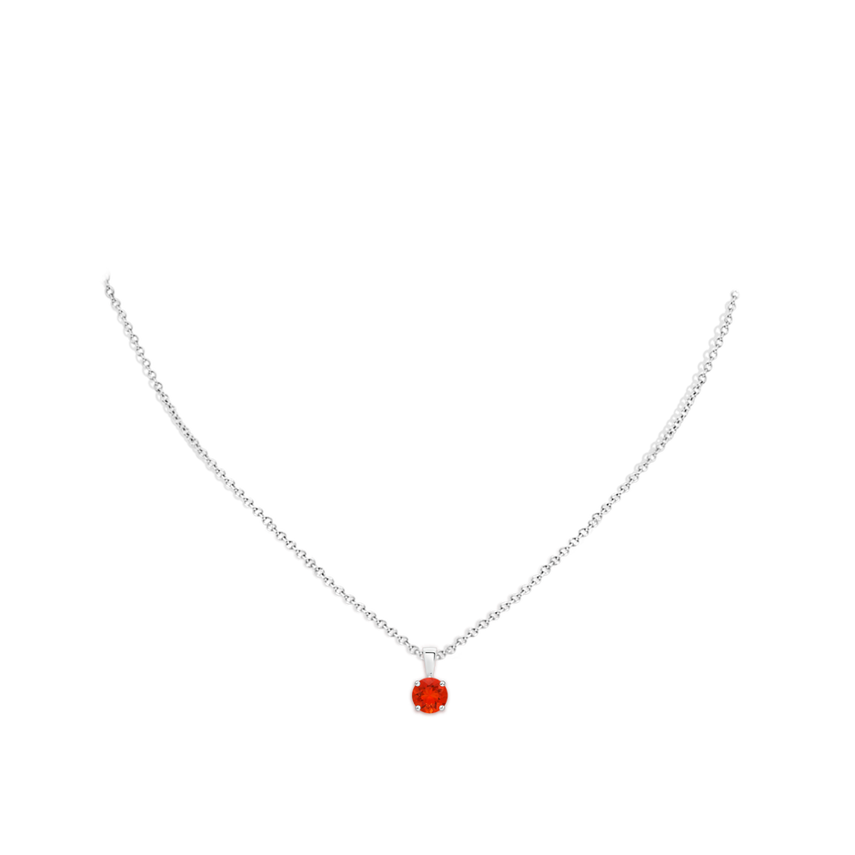 6mm AAAA Classic Prong-Set Round Fire Opal Solitaire Pendant in P950 Platinum pen