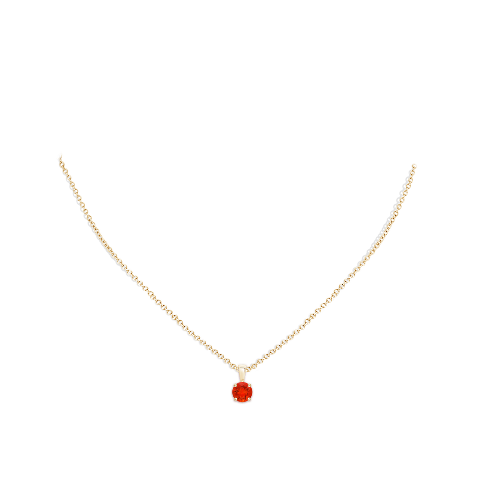 6mm AAAA Classic Prong-Set Round Fire Opal Solitaire Pendant in Yellow Gold pen