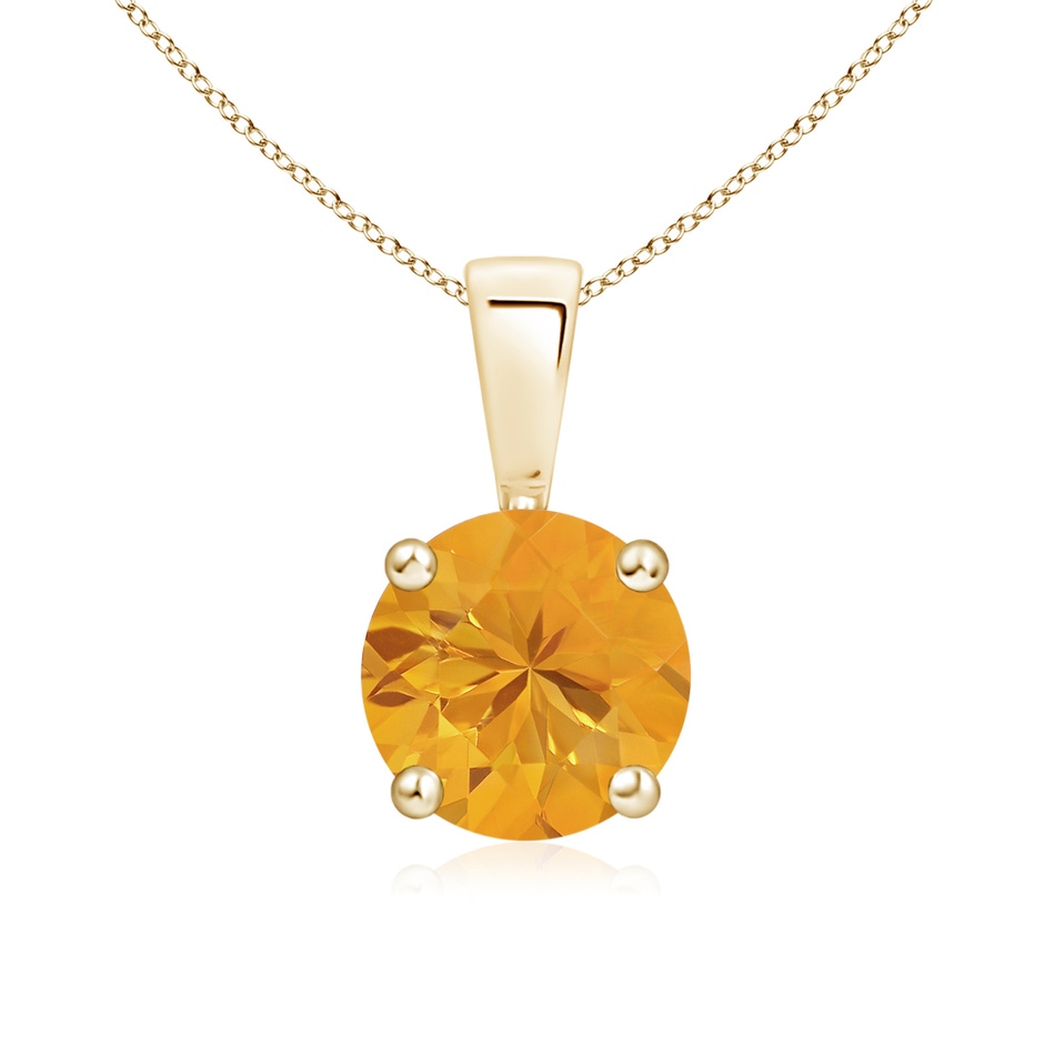 7mm A Classic Prong-Set Round Fire Opal Solitaire Pendant in Yellow Gold 