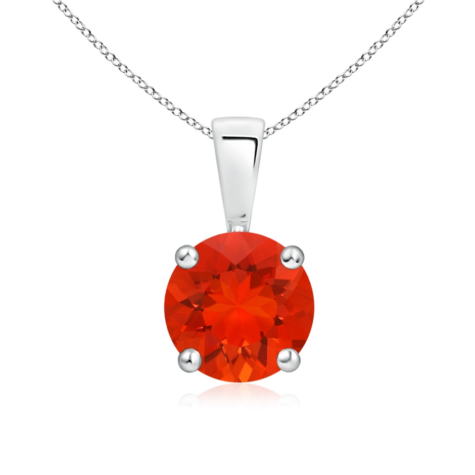 7mm AAAA Classic Prong-Set Round Fire Opal Solitaire Pendant in P950 Platinum 