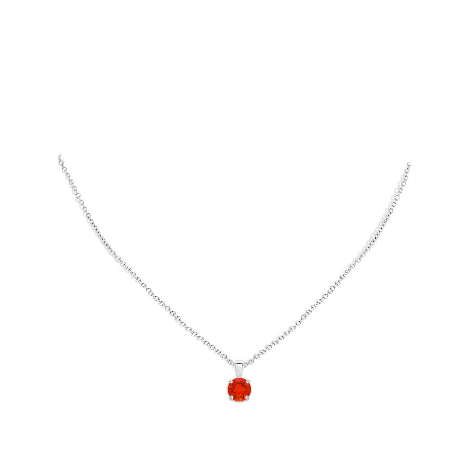 7mm AAAA Classic Prong-Set Round Fire Opal Solitaire Pendant in P950 Platinum pen