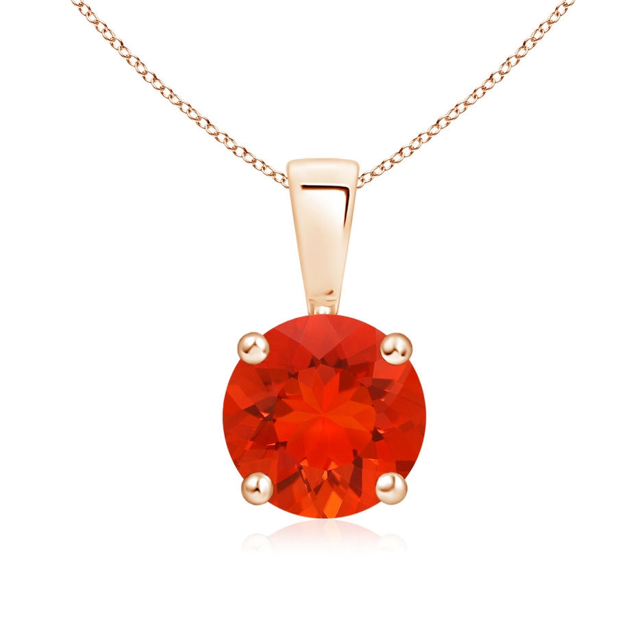 7mm AAAA Classic Prong-Set Round Fire Opal Solitaire Pendant in Rose Gold 