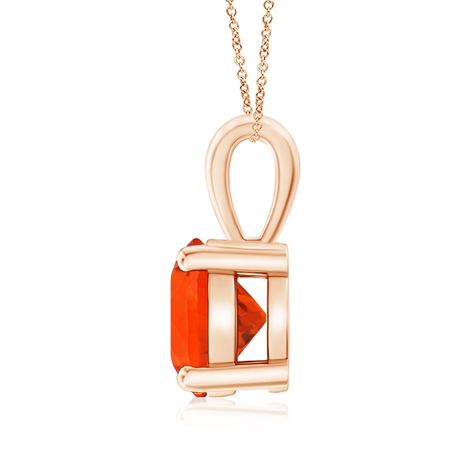8mm AAA Classic Prong-Set Round Fire Opal Solitaire Pendant in Rose Gold side 199