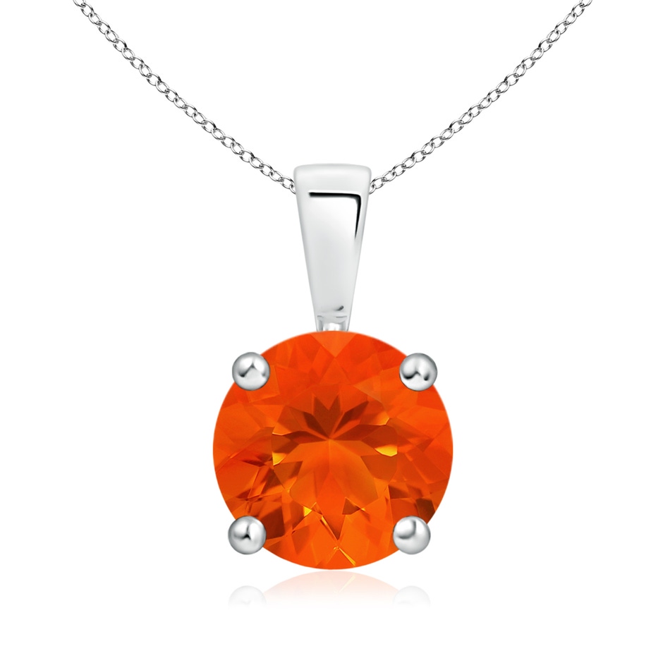 8mm AAA Classic Prong-Set Round Fire Opal Solitaire Pendant in White Gold 