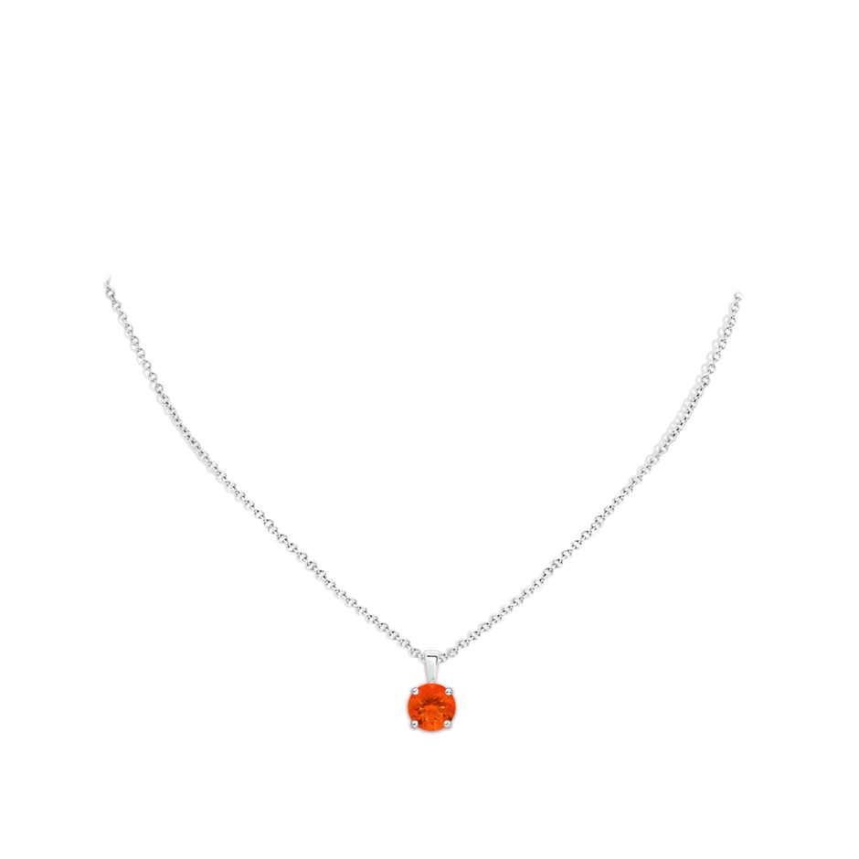 8mm AAA Classic Prong-Set Round Fire Opal Solitaire Pendant in White Gold pen